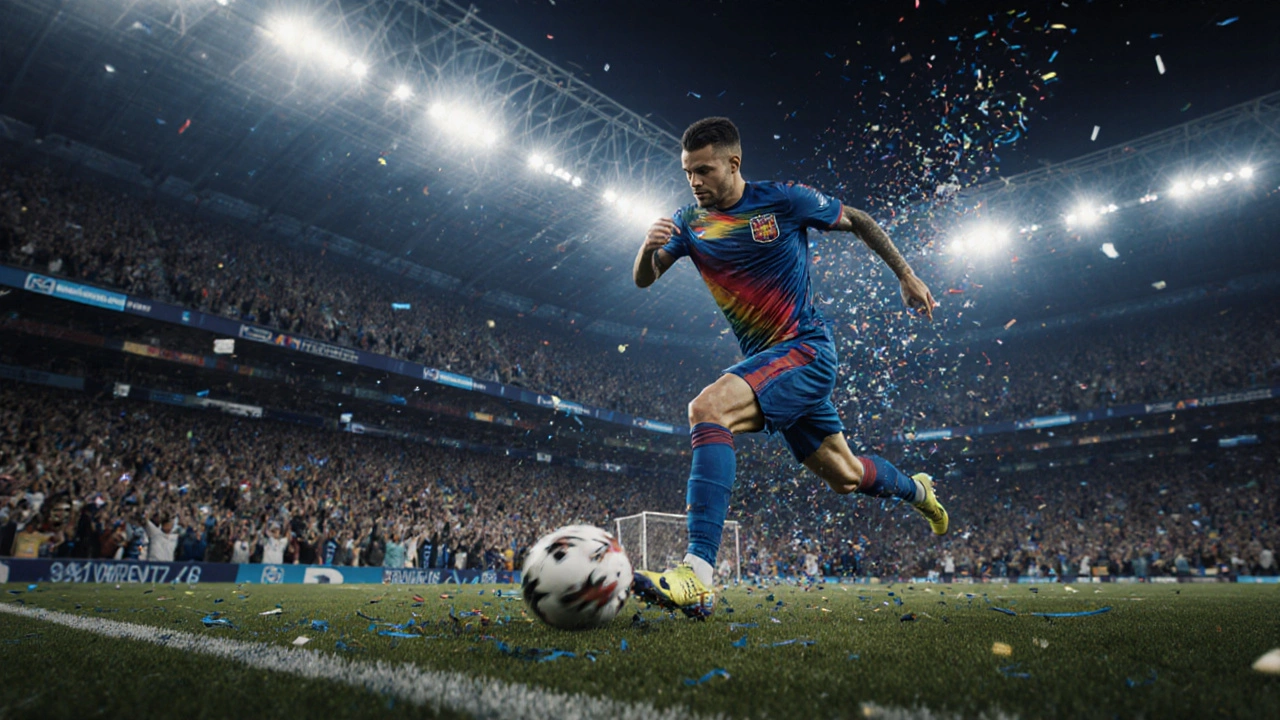 Recovered player making a decisive play in a bright stadium.