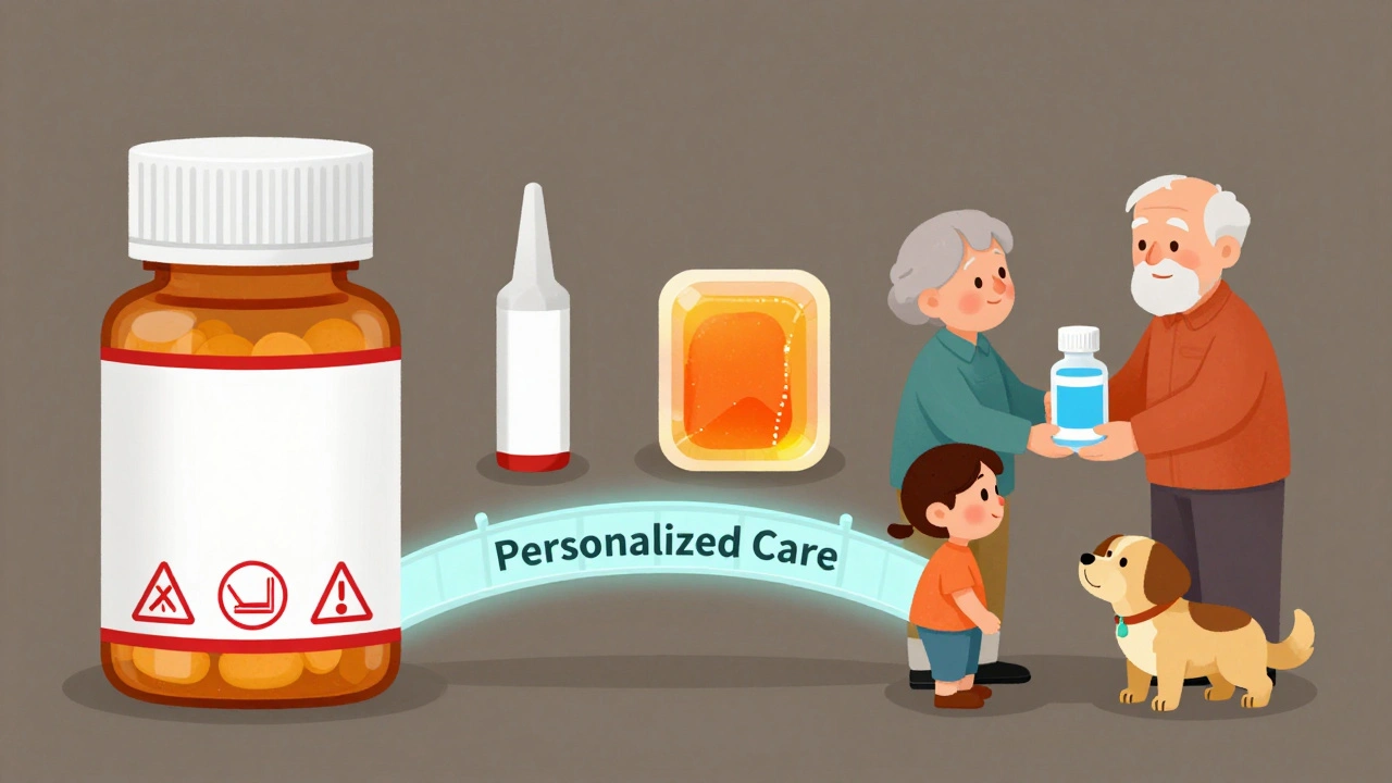 Comparison of standard pills with allergens versus personalized compounded forms for different patients.