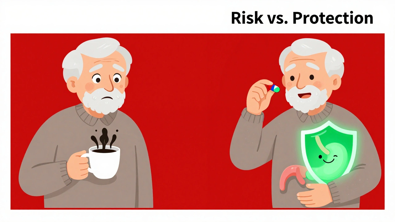 Patient split between bleeding risk and stomach protection with PPI shield