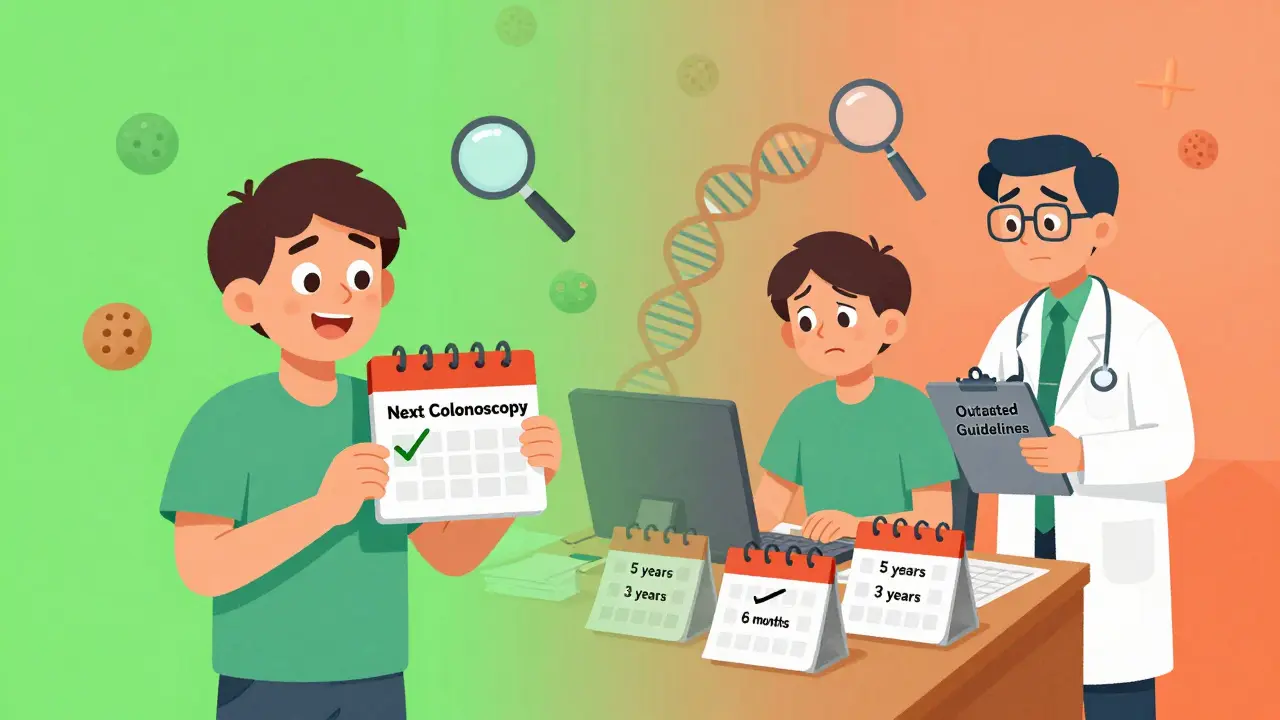 Split scene: calm patient with 10-year schedule vs. confused patient with conflicting medical calendars.